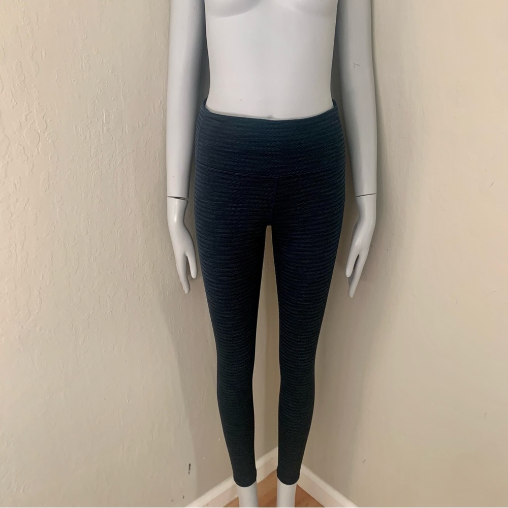 ATHLETA Athletic Tights Leggings Textured Herringbone Pattern Blue - Picture 6 of 16